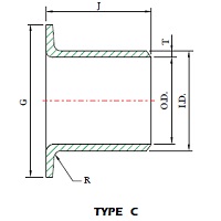 short stub end dimensions